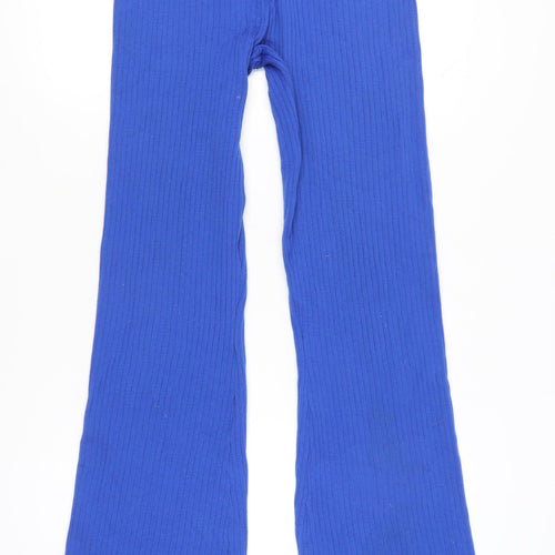 New Look Women’s Blue Flared Knit Trousers L Casual Stretch