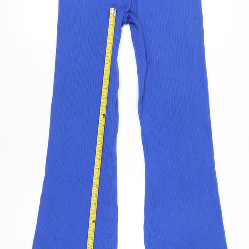 New Look Women’s Blue Flared Knit Trousers L Casual Stretch