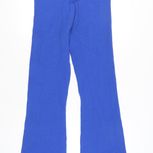 New Look Women’s Blue Flared Knit Trousers L Casual Stretch