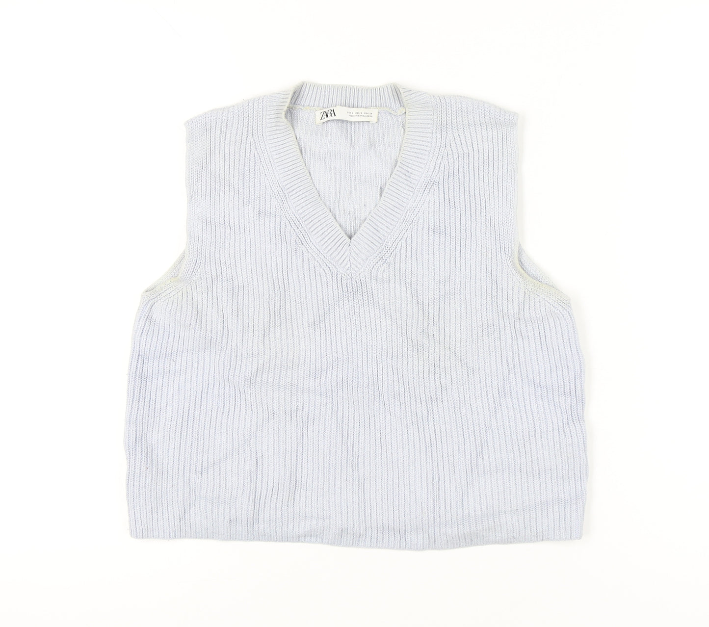 Zara Women’s Grey Knit V-Neck Sleeveless Jumper Vest Size S