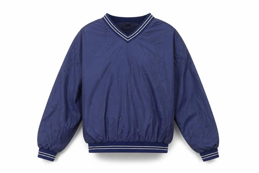 Front view of Southern Athletic Men’s Blue XL Pullover Sweatshirt V-Neck Nylon Sportswear