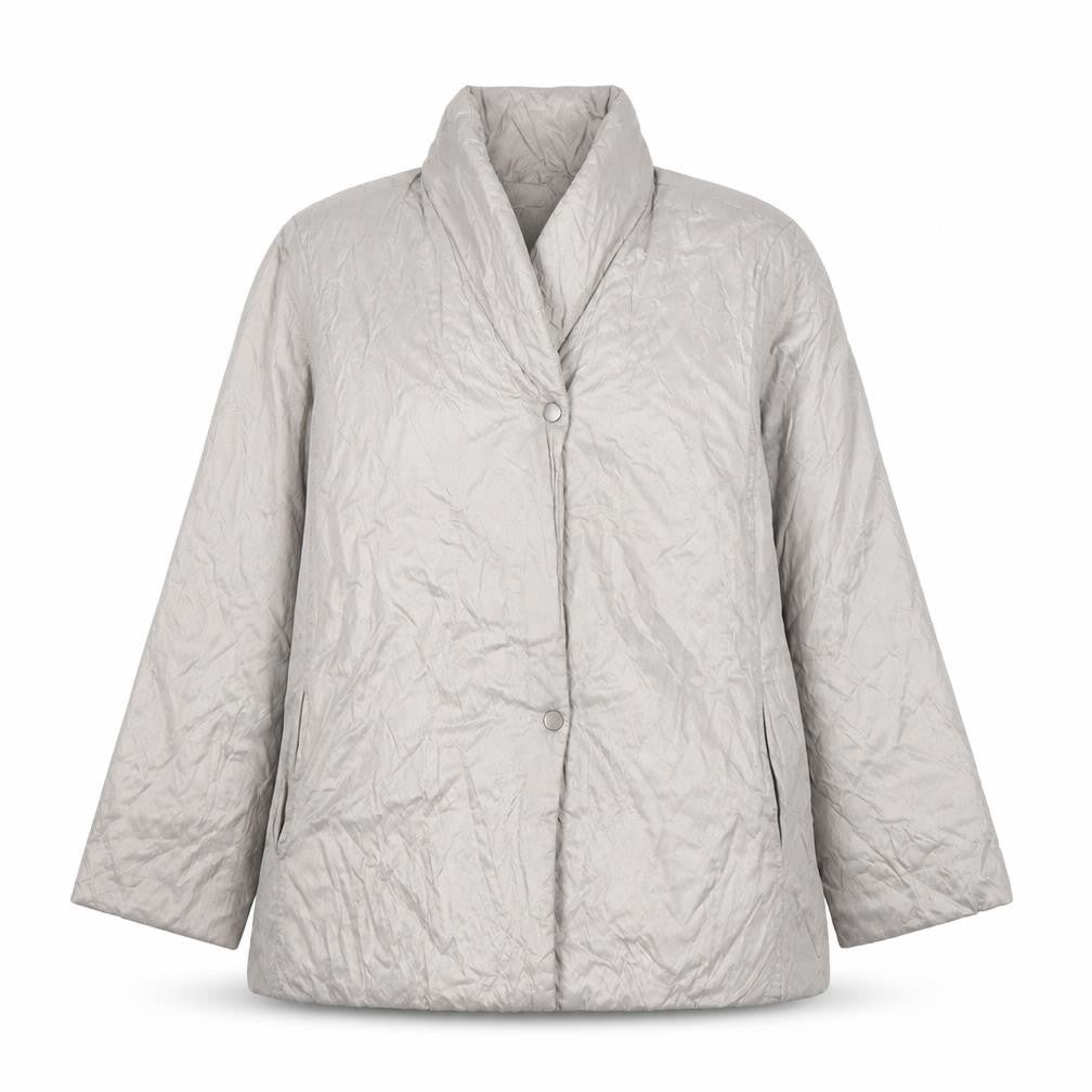 Front view of Milo Coats Women’s Beige, size UK 12, Mid-Length Puffer Jacket