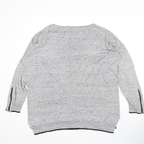 Mint Velvet Women’s Grey Wool Blend Jumper S Crew Neck Bird Motif