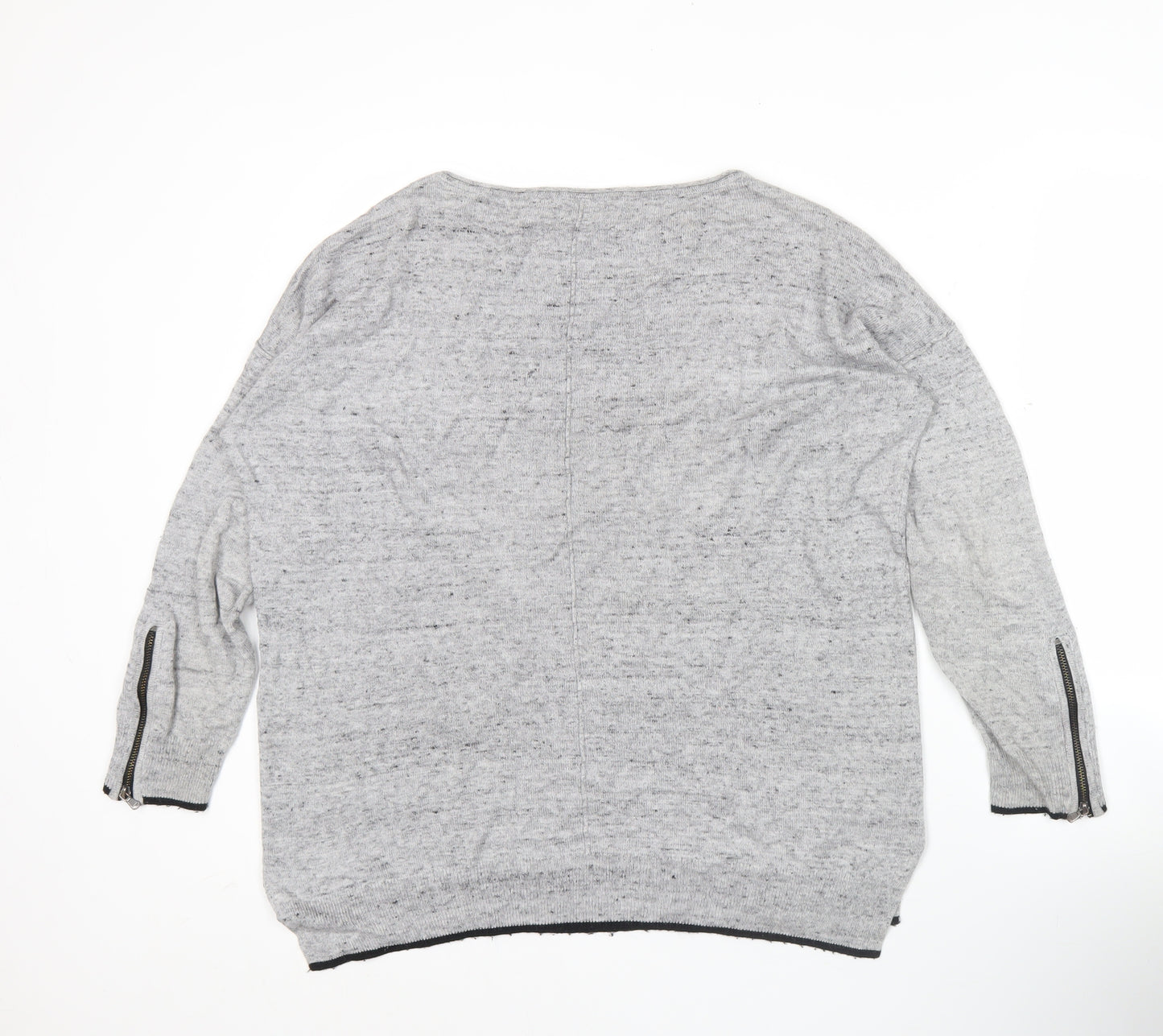 Mint Velvet Women’s Grey Wool Blend Jumper S Crew Neck Bird Motif