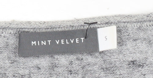 Mint Velvet Women’s Grey Wool Blend Jumper S Crew Neck Bird Motif
