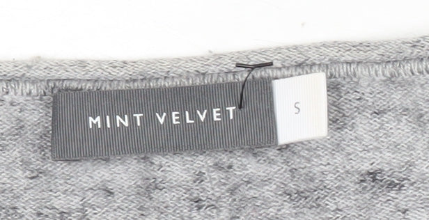 Mint Velvet Women’s Grey Wool Blend Jumper S Crew Neck Bird Motif