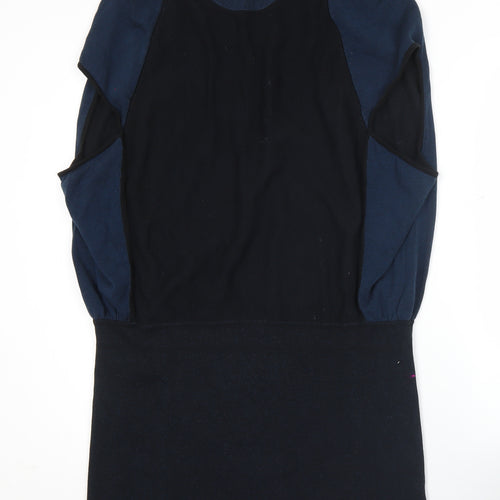 Kenneth Cole Women Blue Black XL Shift Dress Crew Neck Colourblock