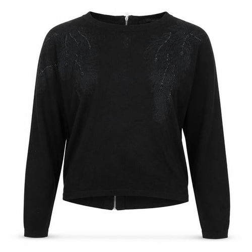 Calvin Klein Jeans Womens Black Cardigan S Wool Blend Embroidered Zip