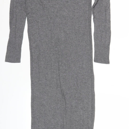 Whistles Women’s Grey Jumper Dress UK 10 Long Sleeve Knitwear