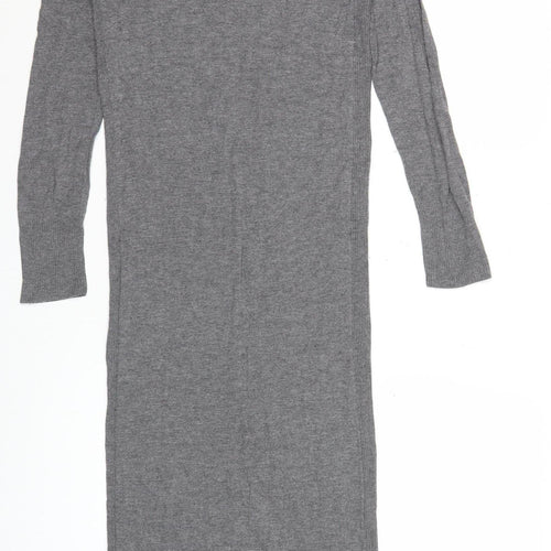 Whistles Women’s Grey Jumper Dress UK 10 Long Sleeve Knitwear