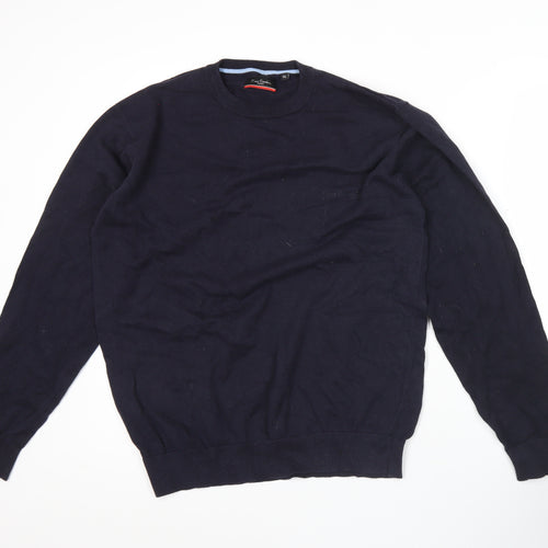 Pierre Cardin Mens Blue XL Cotton Crew Neck Pullover Jumper