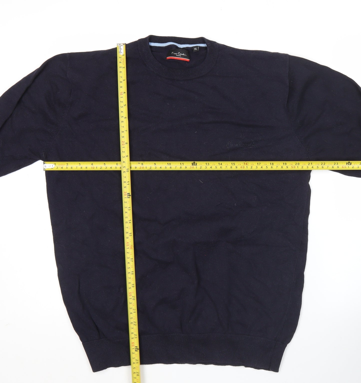 Pierre Cardin Mens Blue XL Cotton Crew Neck Pullover Jumper