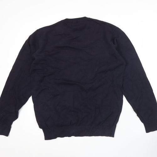 Pierre Cardin Mens Blue XL Cotton Crew Neck Pullover Jumper