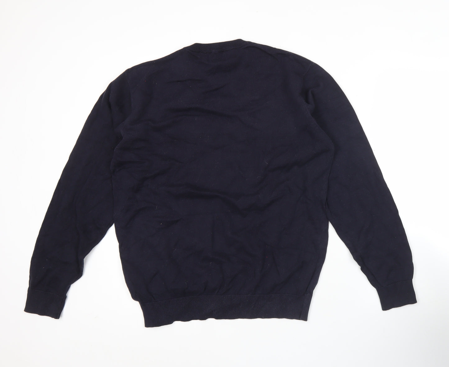 Pierre Cardin Mens Blue XL Cotton Crew Neck Pullover Jumper