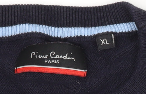 Pierre Cardin Mens Blue XL Cotton Crew Neck Pullover Jumper
