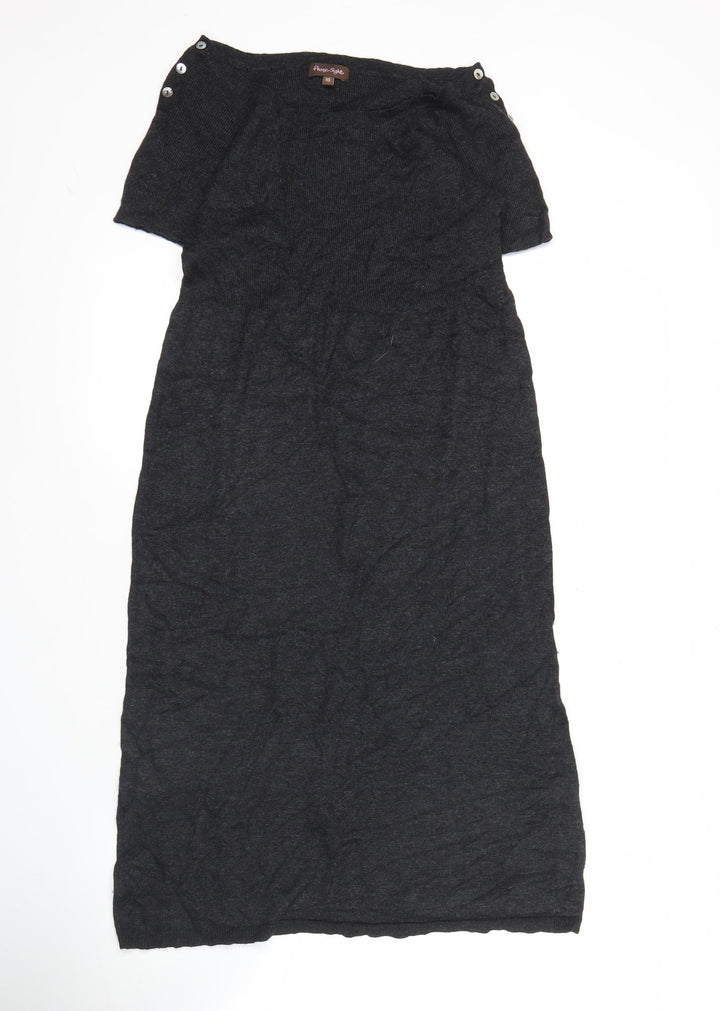 Phase Eight Women Black Size 10 Knit Shift Dress Buttons