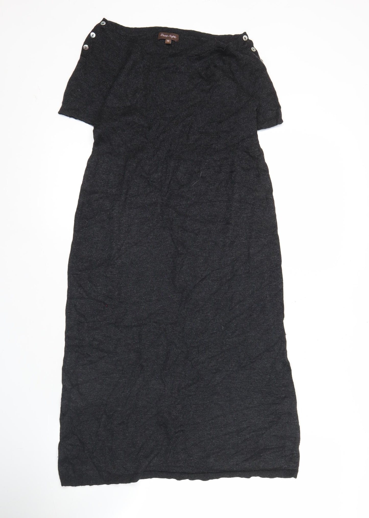 Phase Eight Women Black Size 10 Knit Shift Dress Buttons