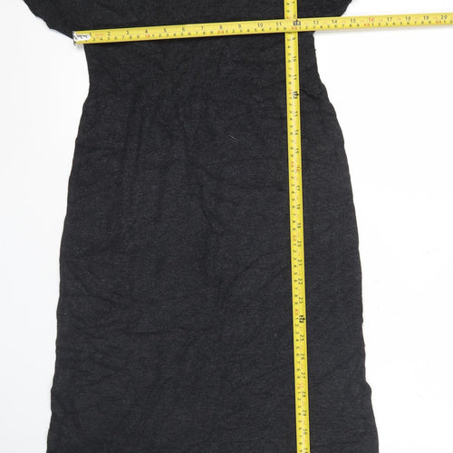 Phase Eight Women Black Size 10 Knit Shift Dress Buttons