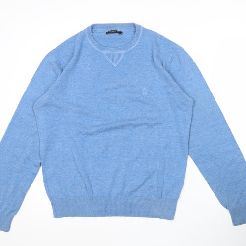 French Connection Men's Blue Cotton Acrylic Crew Neck Jumper L