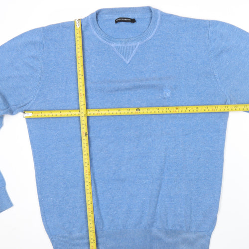 French Connection Men's Blue Cotton Acrylic Crew Neck Jumper L
