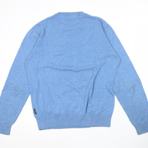 French Connection Men's Blue Cotton Acrylic Crew Neck Jumper L