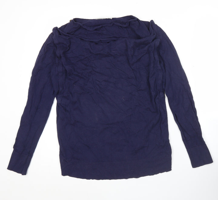 JoJo Maman Bébé Womens Blue Small Pullover Jumper Boat Neck Knit