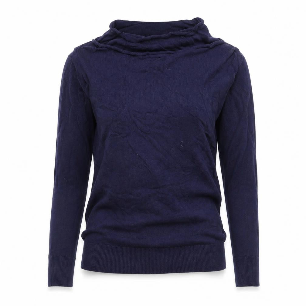 Front view of JoJo Maman Bébé women’s blue small jumper boat neck knit