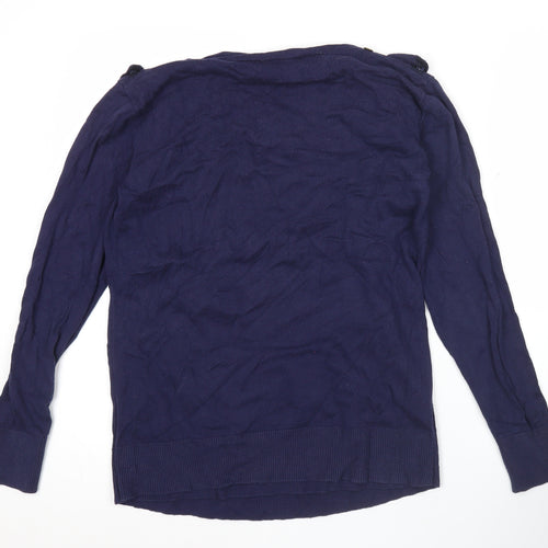 JoJo Maman Bébé Womens Blue Small Pullover Jumper Boat Neck Knit
