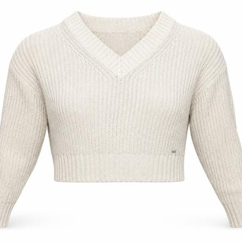Hollister Women’s Beige XS V-Neck Chunky Knit Pullover Jumper