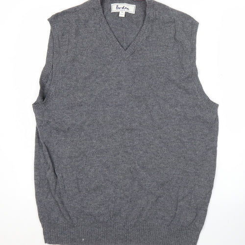 Boden Men’s Grey Lambswool V-Neck Jumper Vest XL Knit Wool Sleeveless