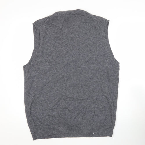 Boden Men’s Grey Lambswool V-Neck Jumper Vest XL Knit Wool Sleeveless