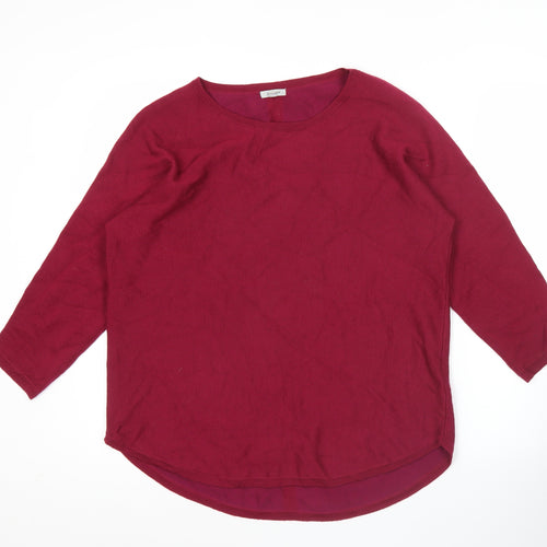 Jigsaw Womens Red Wool Blend 3/4 Sleeve Pullover Jumper XS