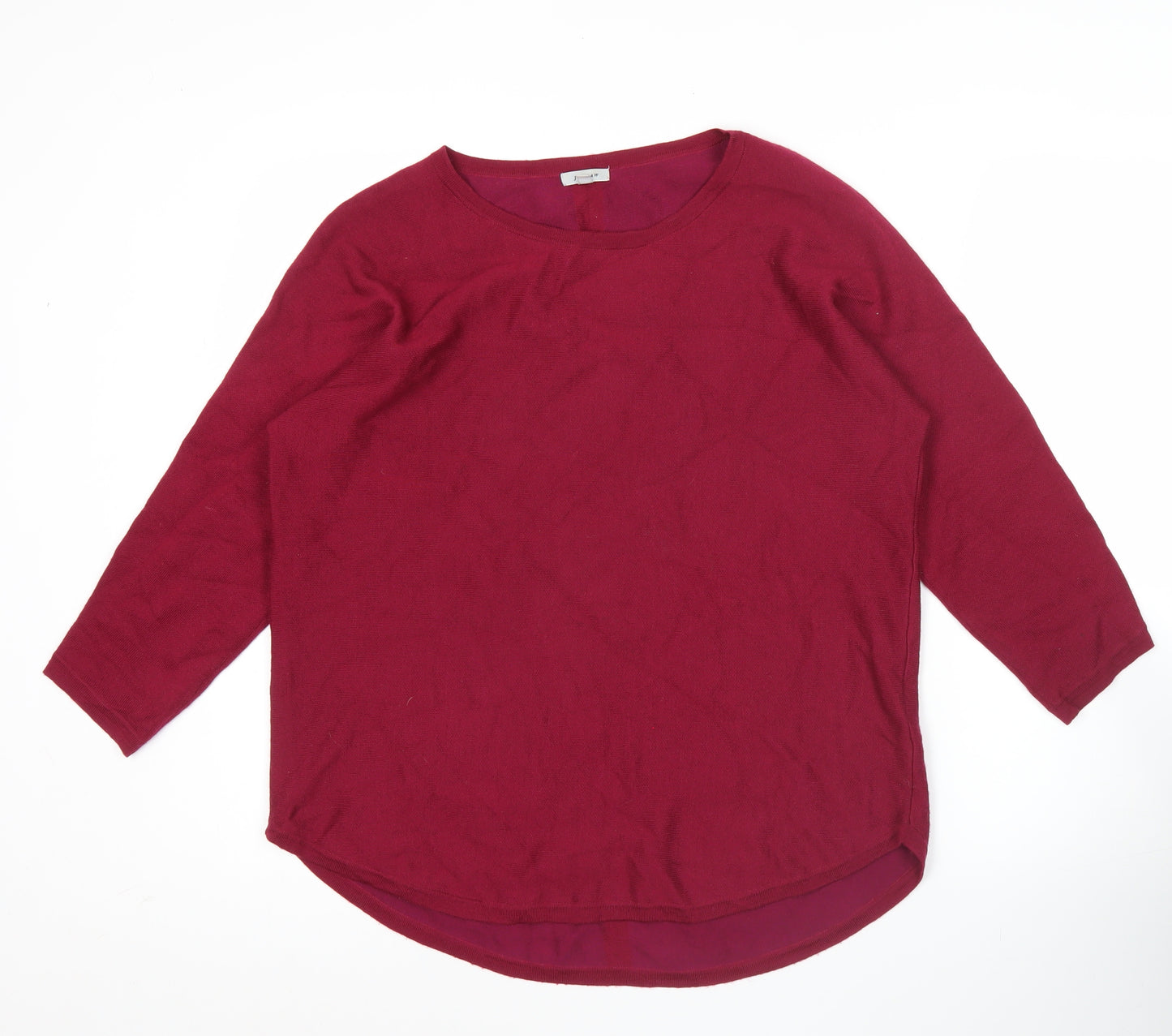 Jigsaw Womens Red Wool Blend 3/4 Sleeve Pullover Jumper XS