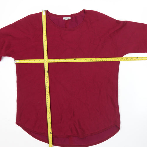 Jigsaw Womens Red Wool Blend 3/4 Sleeve Pullover Jumper XS