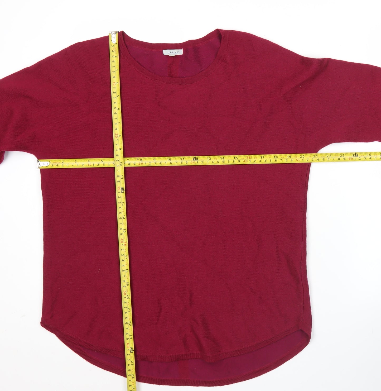 Jigsaw Womens Red Wool Blend 3/4 Sleeve Pullover Jumper XS