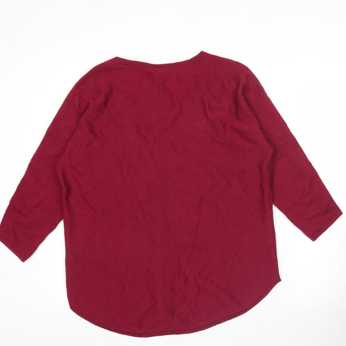 Jigsaw Womens Red Wool Blend 3/4 Sleeve Pullover Jumper XS