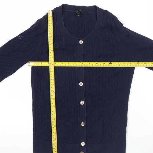 Talbots Womens Blue Cotton Cable-Knit Cardigan Jumper S