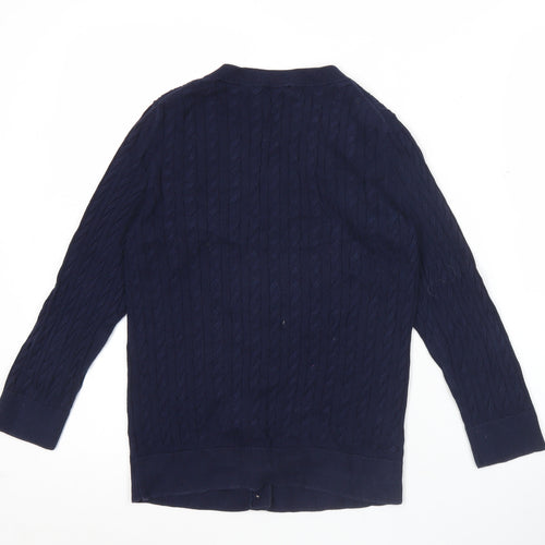 Talbots Womens Blue Cotton Cable-Knit Cardigan Jumper S