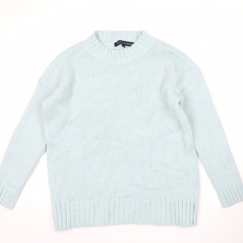 French Connection Womens Blue Crew Neck Chunky Knit Jumper Size S