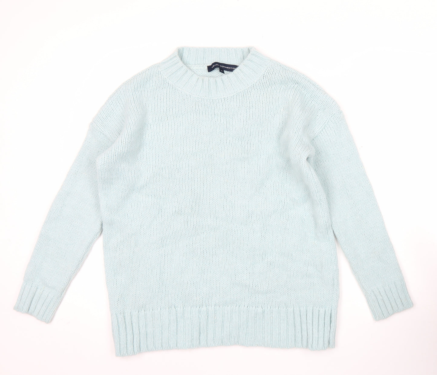 French Connection Womens Blue Crew Neck Chunky Knit Jumper Size S