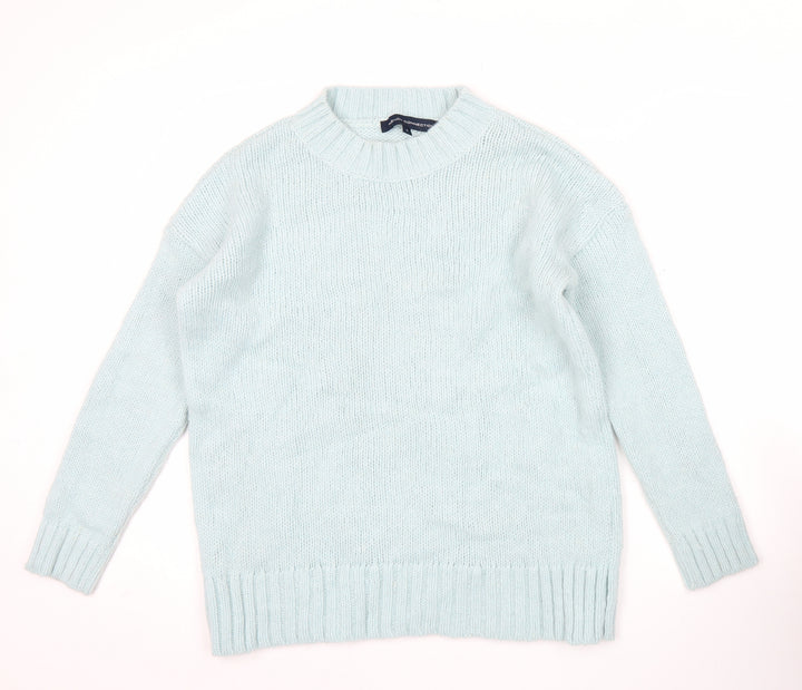 French Connection Womens Blue Crew Neck Chunky Knit Jumper Size S
