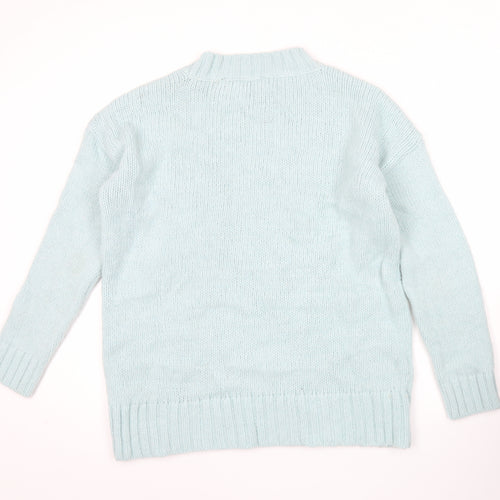 French Connection Womens Blue Crew Neck Chunky Knit Jumper Size S