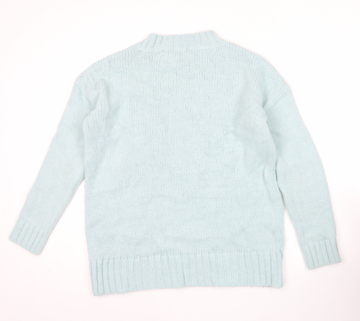 French Connection Womens Blue Crew Neck Chunky Knit Jumper Size S