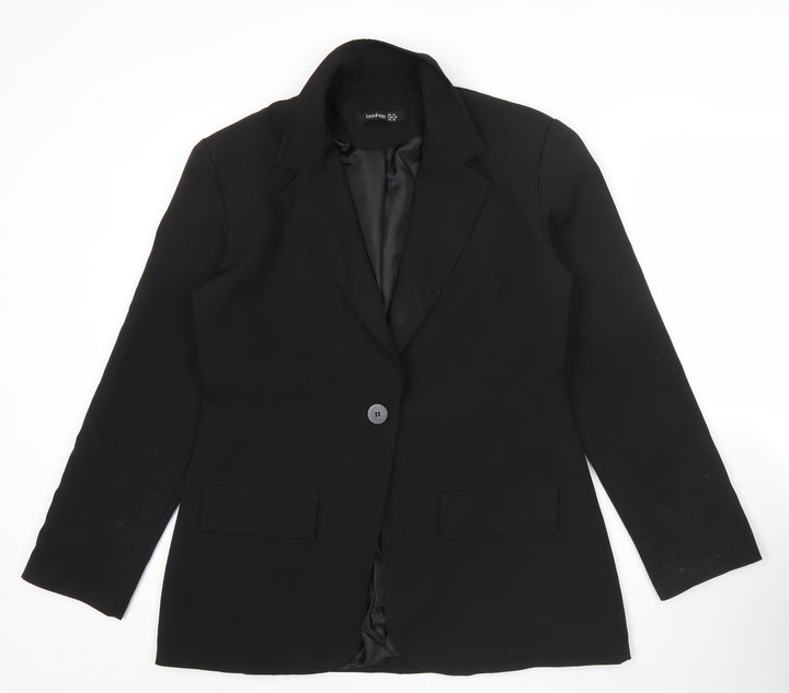 Boohoo Women’s Black Size 14 Blazer Jacket Single Breasted
