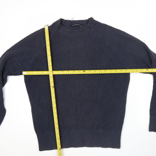 French Connection Men's Blue Cotton Chunky Knit Pullover Jumper S