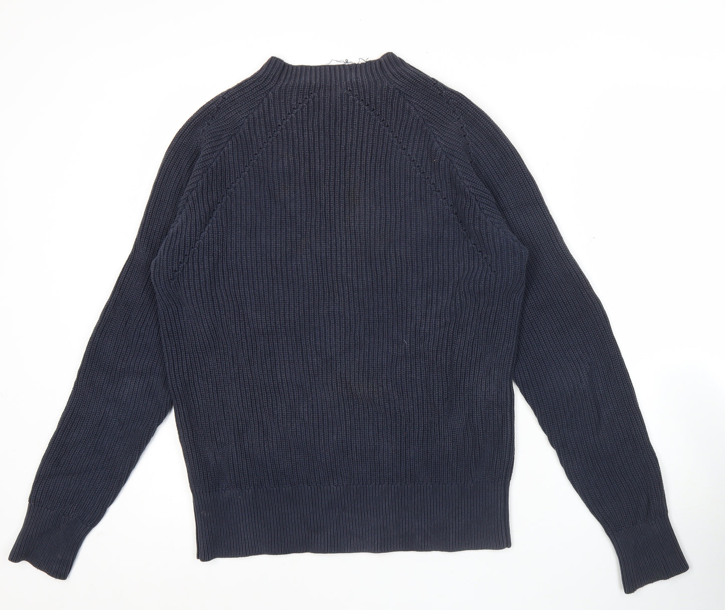 French Connection Men's Blue Cotton Chunky Knit Pullover Jumper S