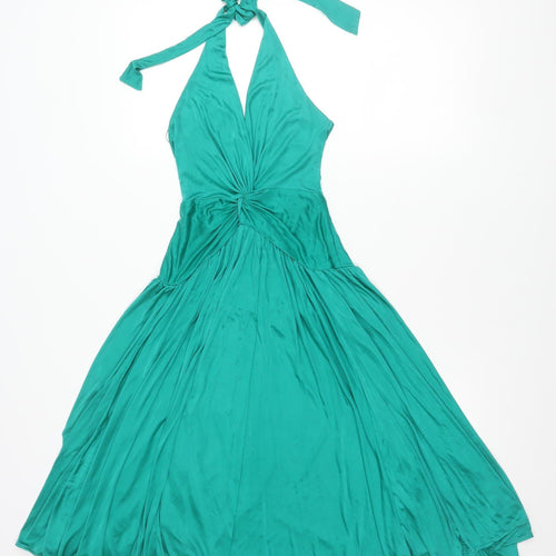MNG Women’s Green Halter A-Line Midi Party Dress XS
