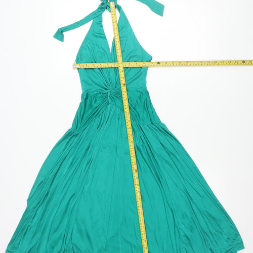 MNG Women’s Green Halter A-Line Midi Party Dress XS
