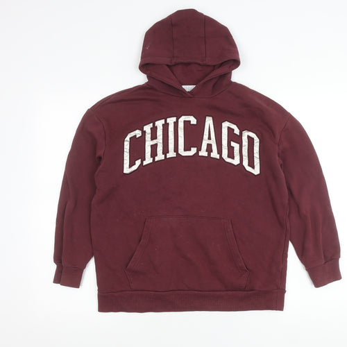 Primark Girls Red Chicago Pullover Hoodie 11-12 Years Cotton Blend