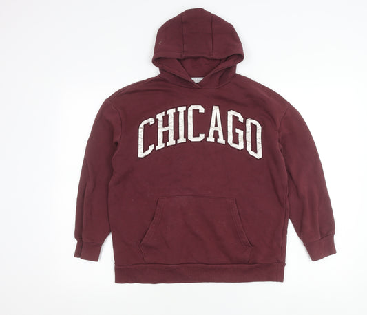Primark Girls Red Chicago Pullover Hoodie 11-12 Years Cotton Blend